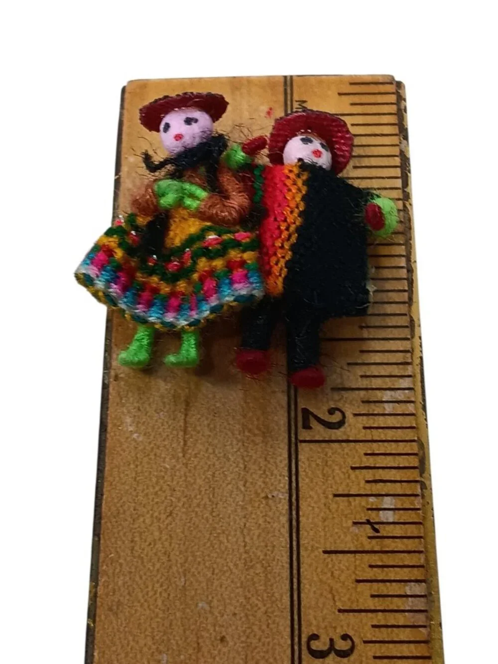 Peruvian Worry Dolls Pin Brooch tradional dress Dancing dolls Andean Folk Art